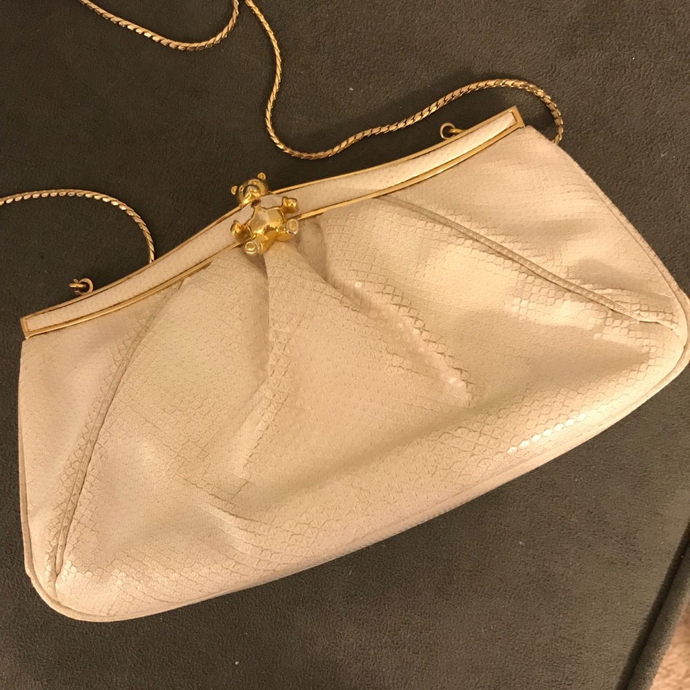 Vintage Judith Leiber Snakeskin Teddy Bear Clutch